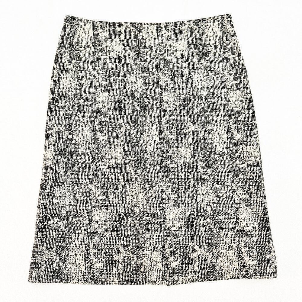 MM LaFleur Patterned Crosshatch Pencil Straight Skirt Back Slit Size 0